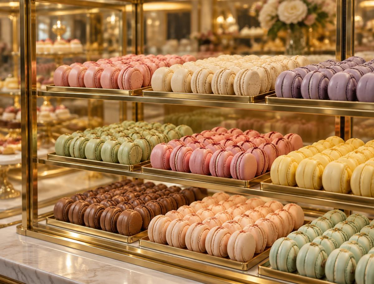 Macarons i pastellfärger