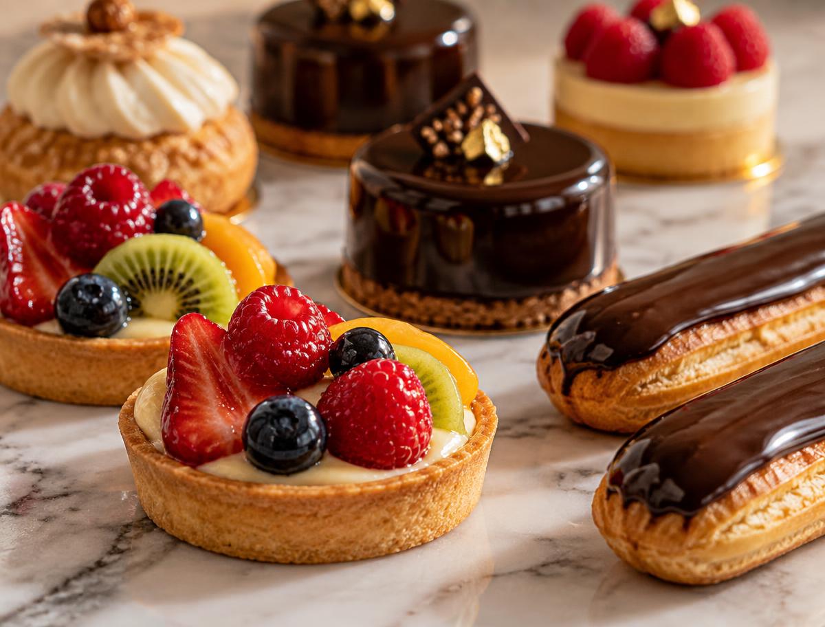 Franska bakelser på fat